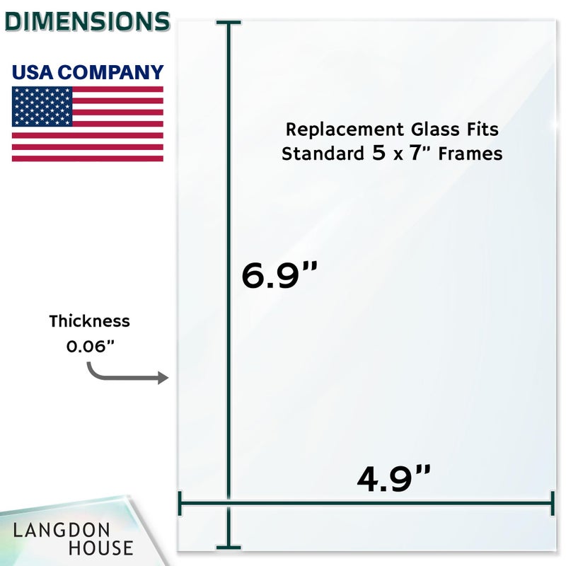 Langdon House Picture Frame Glass Replacements (Crystal Clear, 5x7, 3 Pack) High Definition Glass Sheet - Image 2